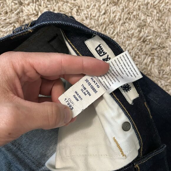 Hiroshi Kato Selvedge The Pen Slim Stretch Raw Dark Wash Jeans 34 - Picture 5 of 9